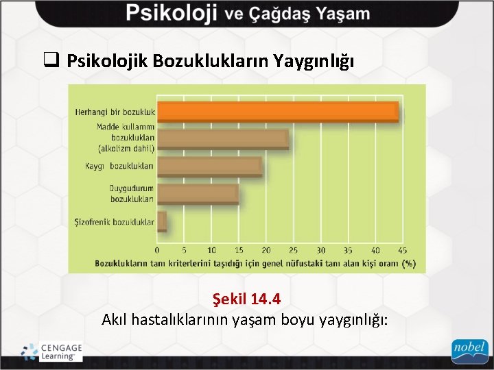 q Psikolojik Bozuklukların Yaygınlığı Şekil 14. 4 Akıl hastalıklarının yaşam boyu yaygınlığı: 