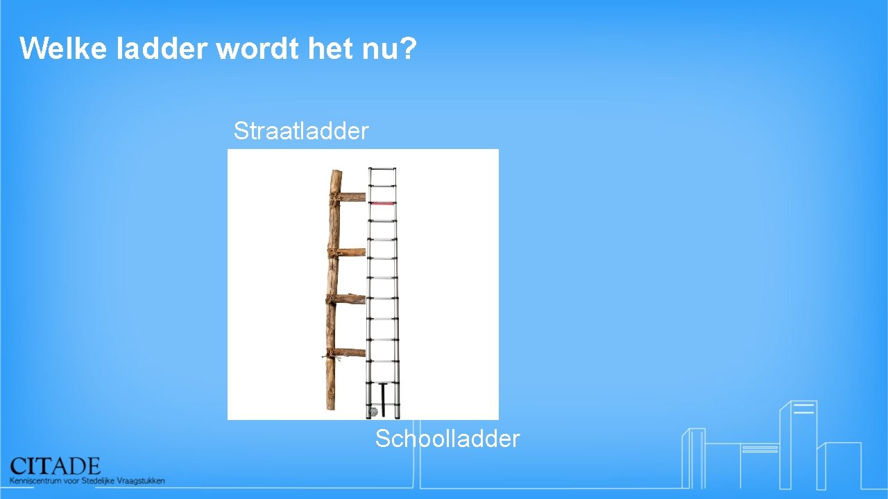 Welke ladder wordt het nu? Straatladder Schoolladder 