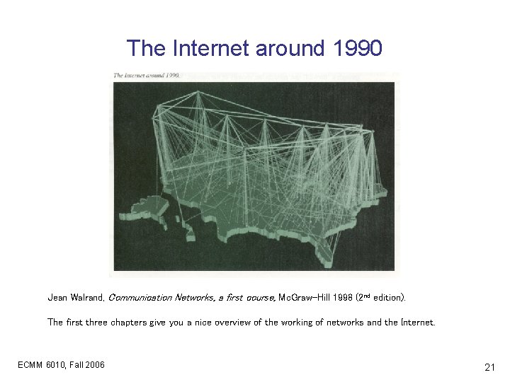 The Internet around 1990 Jean Walrand, Communication Networks, a first course, Mc. Graw-Hill 1998