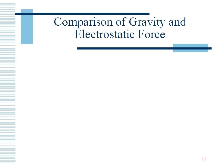 Comparison of Gravity and Electrostatic Force 11 