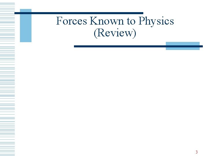 Forces Known to Physics (Review) 3 