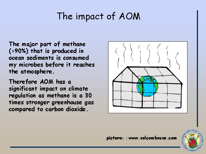 The impact of AOM The major part of methane (>90%) that is produced in