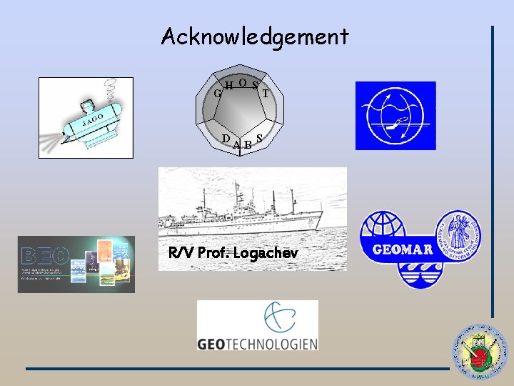 Acknowledgement G HO S D AB T S R/V Prof. Logachev 