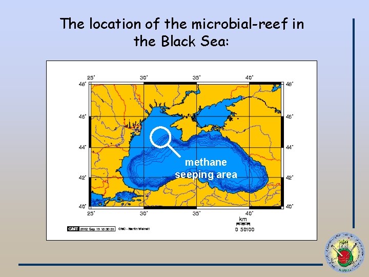 The location of the microbial-reef in the Black Sea: methane seeping area 