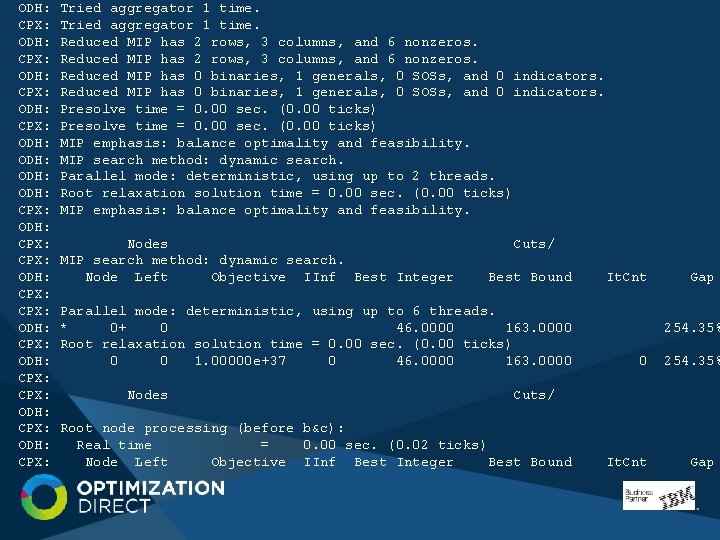 ODH: CPX: ODH: CPX: ODH: CPX: ODH: CPX: Tried aggregator 1 time. Reduced MIP ODH: CPX: ODH: CPX: ODH: CPX: ODH: CPX: Tried aggregator 1 time. Reduced MIP