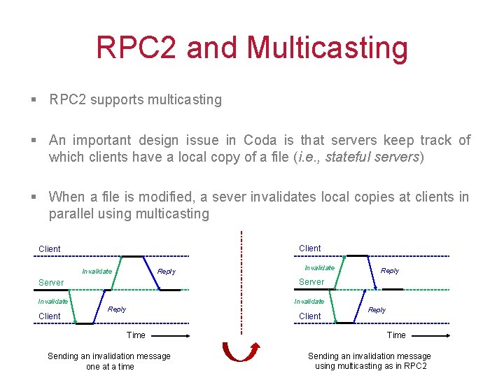 RPC 2 and Multicasting § RPC 2 supports multicasting § An important design issue