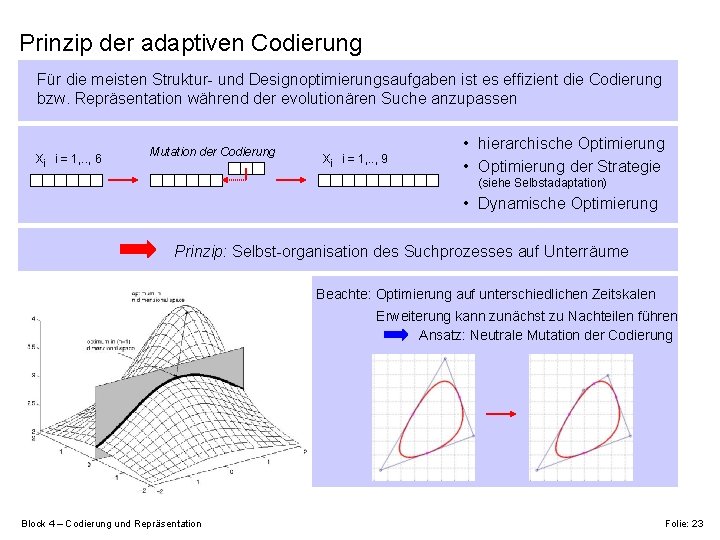 Prinzip der adaptiven Codierung Für die meisten Struktur- und Designoptimierungsaufgaben ist es effizient die