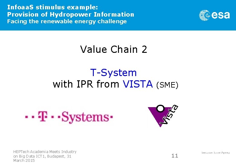 Infoaa. S stimulus example: Provision of Hydropower Information Facing the renewable energy challenge Value