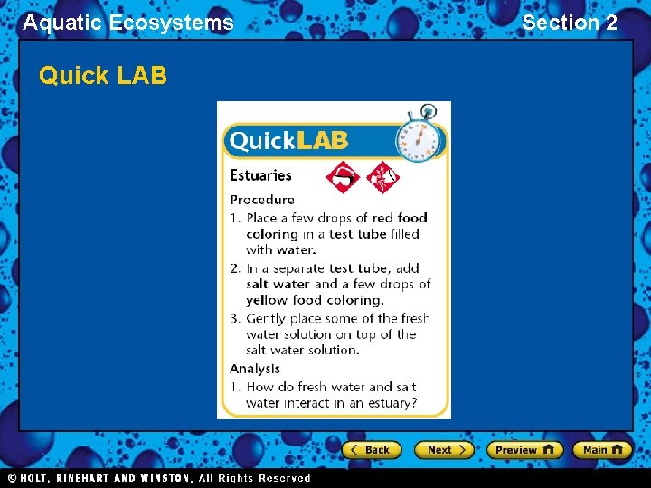 Aquatic Ecosystems Quick LAB Section 2 