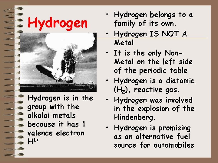 Hydrogen is in the group with the alkalai metals because it has 1 valence