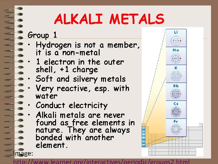 ALKALI METALS Group 1 • Hydrogen is not a member, it is a non-metal