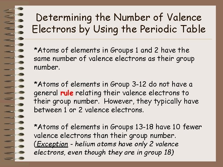 Determining the Number of Valence Electrons by Using the Periodic Table *Atoms of elements