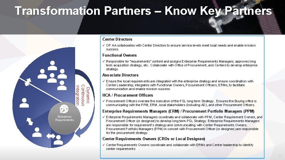 Transformation Partners – Know Key Partners Center Directors OP AA collaborates with Center Directors