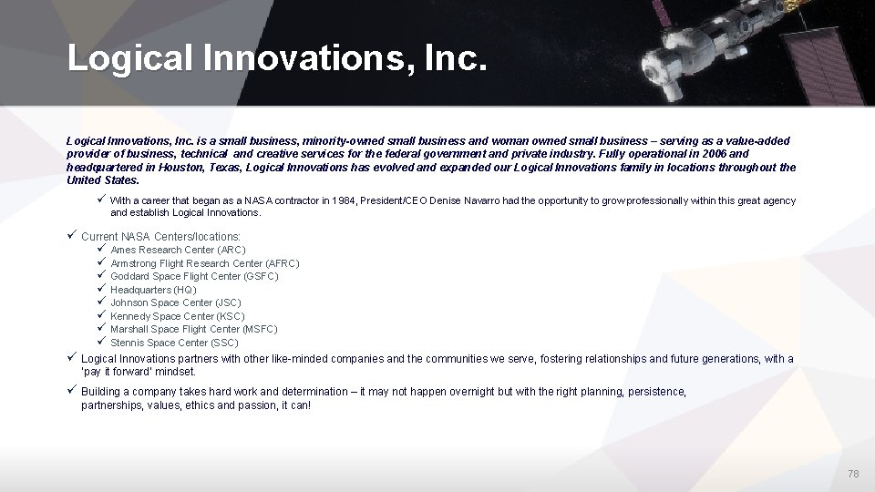 Logical Innovations, Inc. is a small business, minority-owned small business and woman owned small