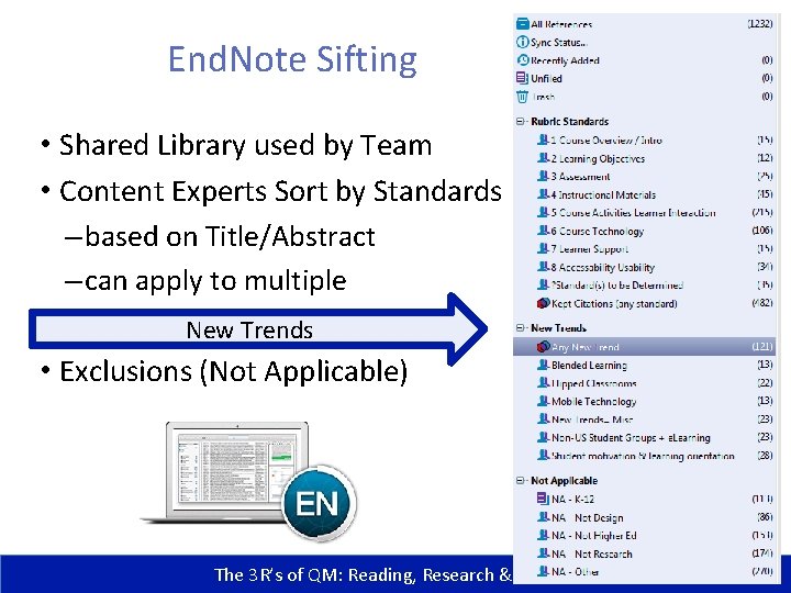 End. Note Sifting • Shared Library used by Team • Content Experts Sort by