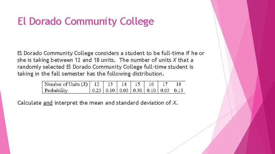 El Dorado Community College considers a student to be full-time if he or she
