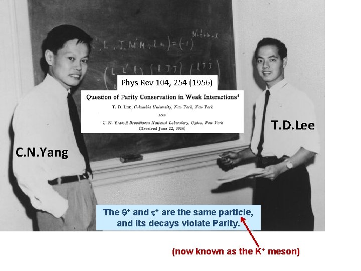 Lee and Yang Phys Rev 104, 254 (1956) T. D. Lee C. N. Yang