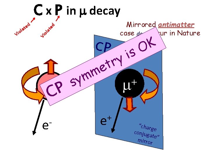 C x P in m decay at e d Mirrored antimatter case does occur