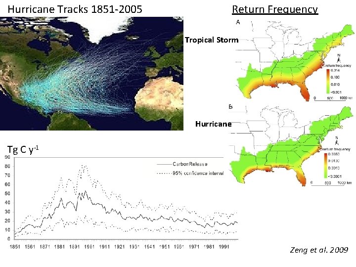 Hurricane Tracks 1851 -2005 Return Frequency Tropical Storm Hurricane Tg C y-1 Zeng et
