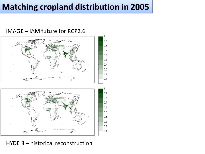 Matching cropland distribution in 2005 IMAGE – IAM future for RCP 2. 6 HYDE