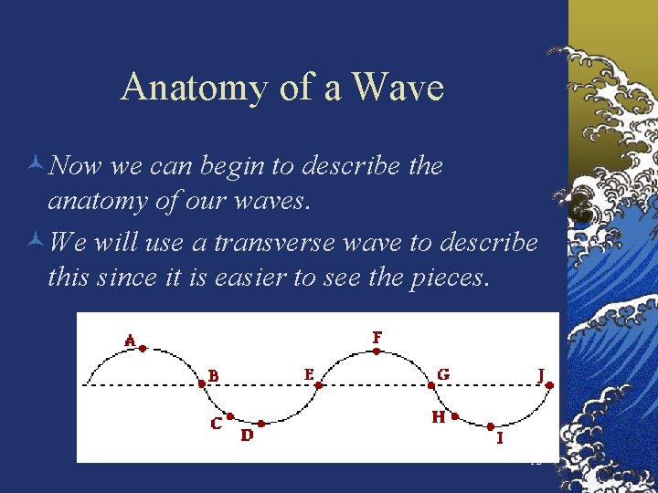 Anatomy of a Wave ©Now we can begin to describe the anatomy of our