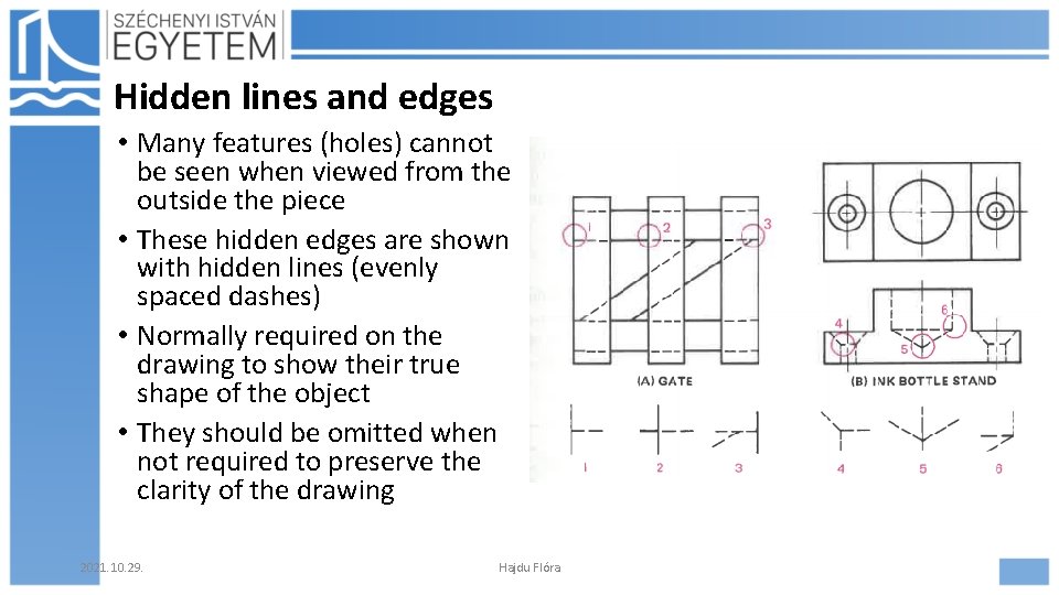 Hidden lines and edges • Many features (holes) cannot be seen when viewed from