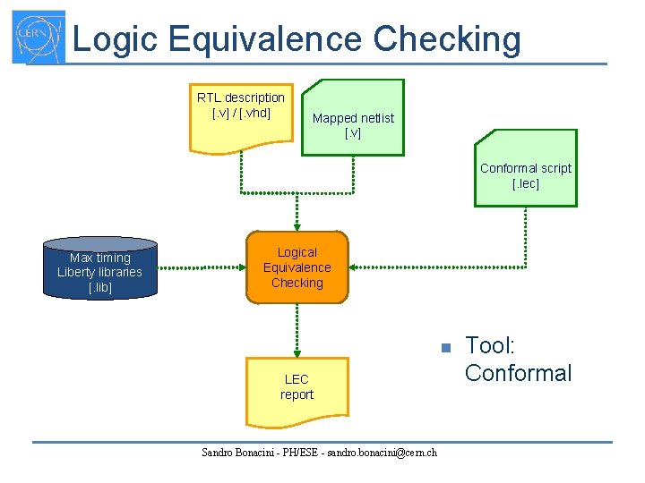 Logic Equivalence Checking RTL description [. v] / [. vhd] Mapped netlist [. v]
