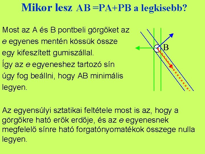 Mikor lesz AB =PA+PB a legkisebb? Most az A és B pontbeli görgőket az