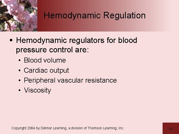 Hemodynamic Regulation § Hemodynamic regulators for blood pressure control are: • • Blood volume