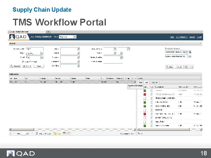 Supply Chain Update TMS Workflow Portal 18 