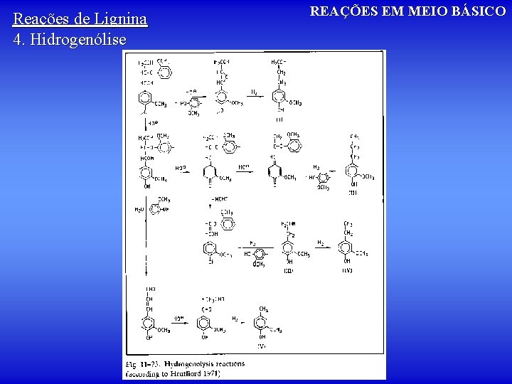 Reações de Lignina 4. Hidrogenólise REAÇÕES EM MEIO BÁSICO 