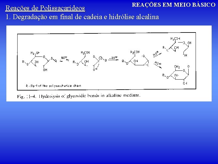 REAÇÕES EM MEIO BÁSICO Reações de Polissacarídeos 1. Degradação em final de cadeia e