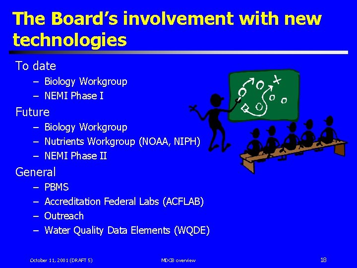 The Board’s involvement with new technologies To date – Biology Workgroup – NEMI Phase