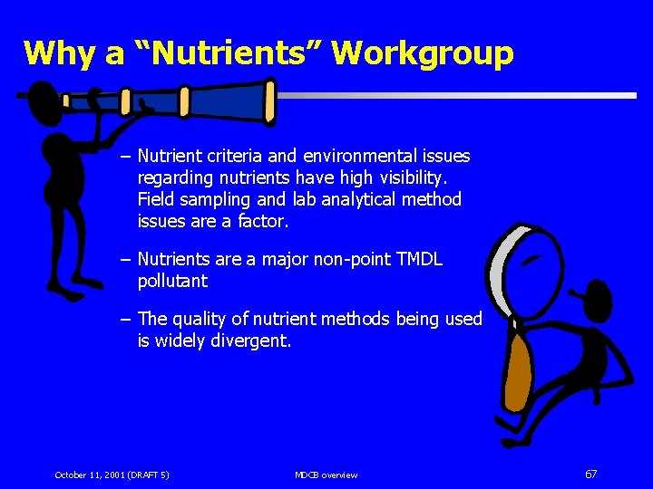 Why a “Nutrients” Workgroup – Nutrient criteria and environmental issues regarding nutrients have high