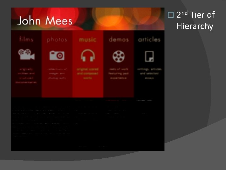 � 2 nd Tier of Hierarchy 