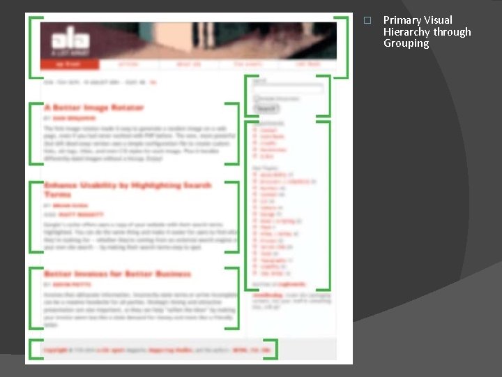 � Primary Visual Hierarchy through Grouping 
