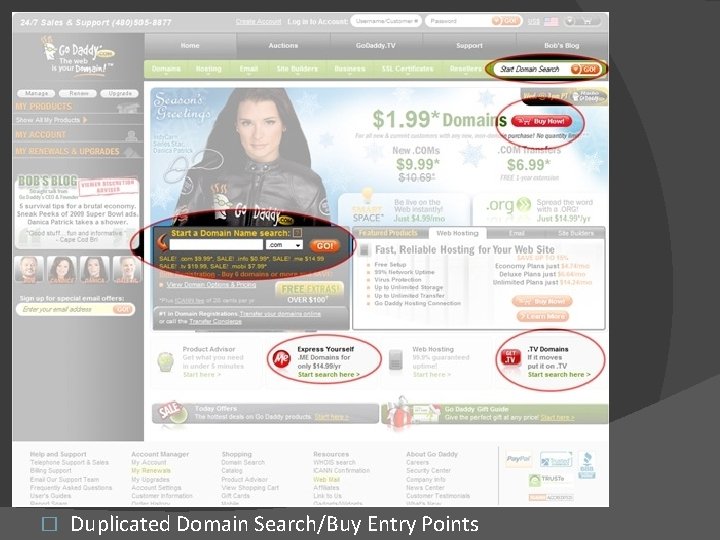 � Duplicated Domain Search/Buy Entry Points 