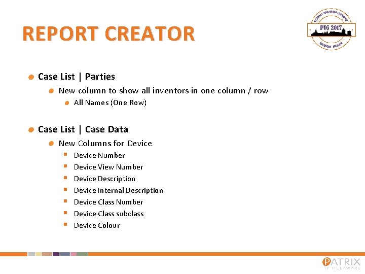 REPORT CREATOR Case List | Parties New column to show all inventors in one