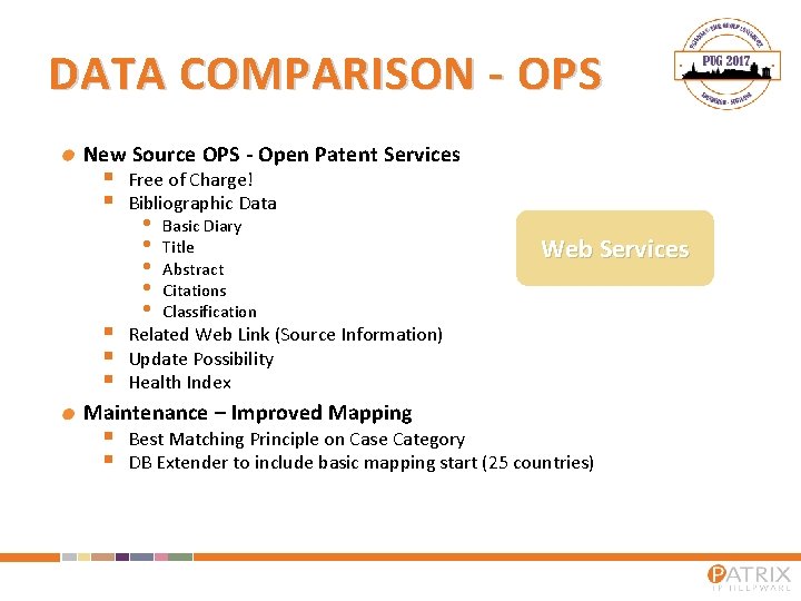 DATA COMPARISON - OPS New Source OPS - Open Patent Services § § §