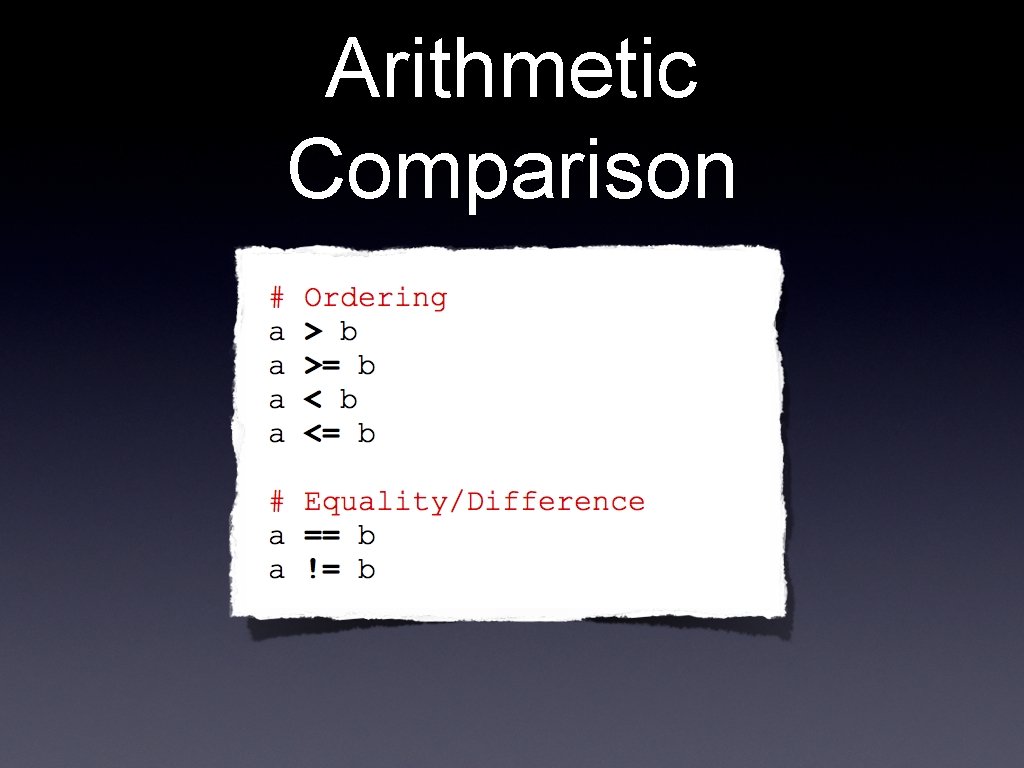 Arithmetic Comparison 