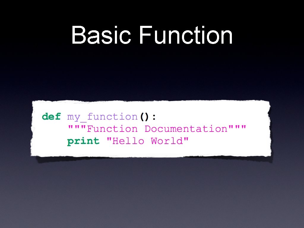 Basic Function 