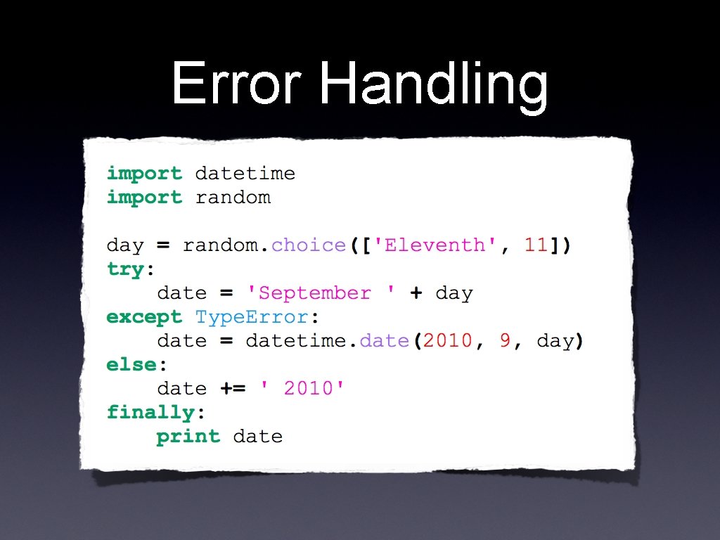 Error Handling 