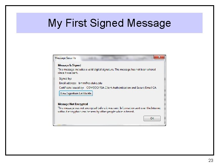 My First Signed Message 23 