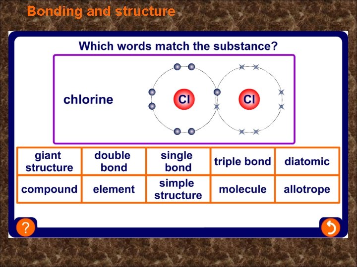 Bonding and structure Bonding and structure