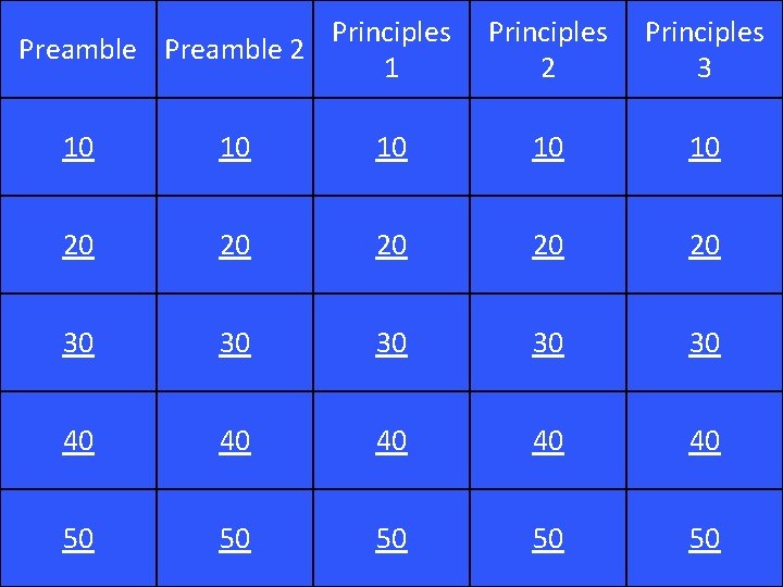Principles Preamble 2 1 Principles 2 Principles 3 10 10 10 20 20 20
