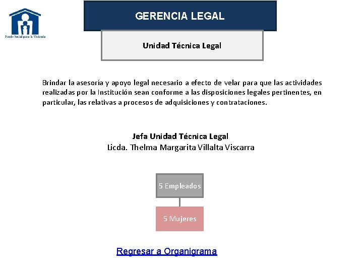 GERENCIA LEGAL Unidad Técnica Legal Brindar la asesoría y apoyo legal necesario a efecto