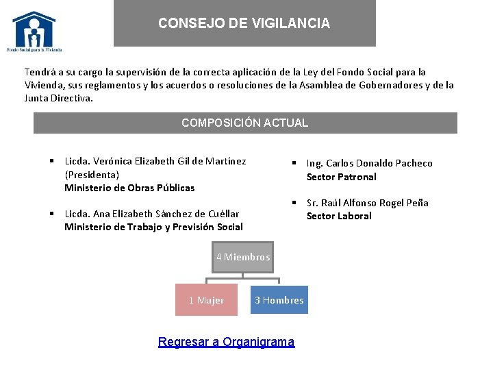 CONSEJO DE VIGILANCIA Tendrá a su cargo la supervisión de la correcta aplicación de