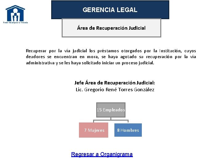 GERENCIA LEGAL Área de Recuperación Judicial Recuperar por la vía judicial los préstamos otorgados