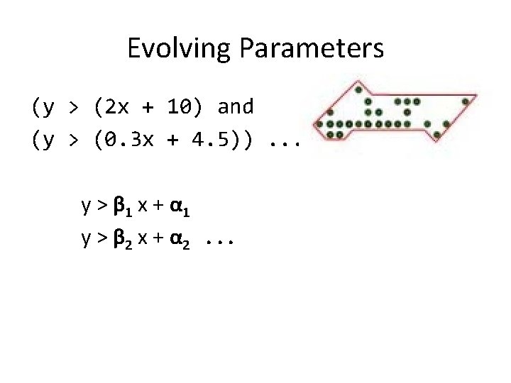 Evolving Parameters (y > (2 x + 10) and (y > (0. 3 x