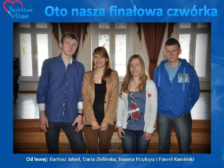 Oto nasza finałowa czwórka Od lewej: Bartosz Jakiel, Daria Zielińska, Joanna Przybysz i Paweł